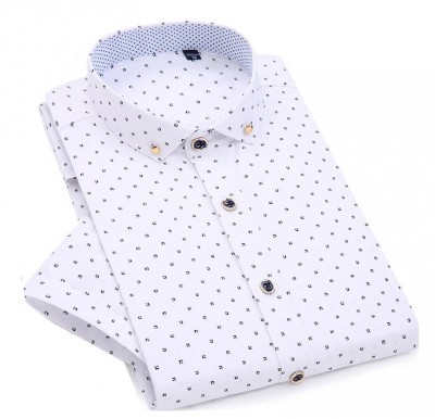 SKPR005 custom-made polka dot printed shirt style self-made men's printed shirt style design leisure printed shirt style printed shirt garment factory 45 degree